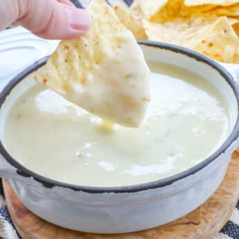 Cheesy hot queso is perfect for snacking any day of the year!