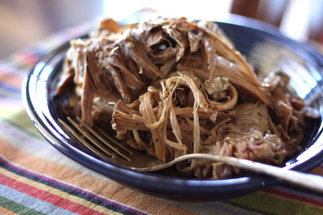 Falling apart and tender enough to cut with a fork; this Italian Red Wine Pork Roast just might become your favorite pork roast with the very first bite! find the recipe at barefeetinthekitchen.com