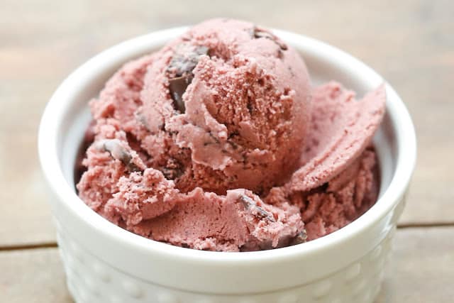 Homemade Cherry Ice Cream - get the recipe at barefeetinthekitchen.com