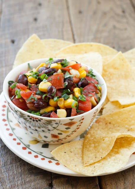 Classic Black Bean Salsa with options for canned or fresh ingredients! get the recipe at barefeetinthekitchen.com