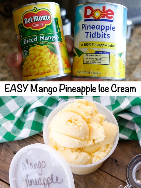 Easy Mango Pineapple Ice Cream is refreshingly light! get the recipe at barefeetinthekitchen.com