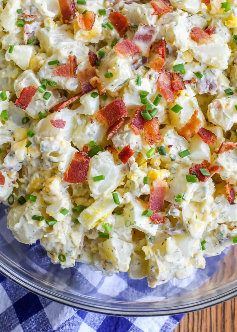 Ranch Potato Salad with Bacon and Eggs - Barefeet in the Kitchen