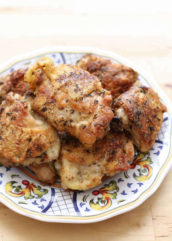 Pan Fried Italian Chicken Thighs - Barefeet in the Kitchen