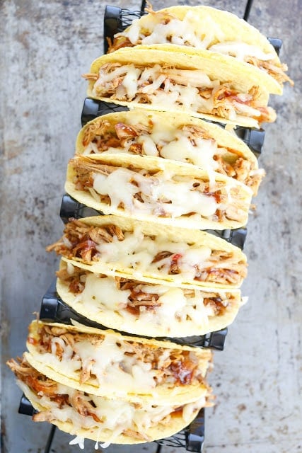 Crunchy Pulled Pork Tacos are an awesome twist on taco night! get the recipe at barefeetinthekitchen.com