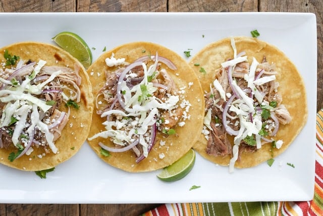 Carnitas Street Tacos - get the recipe at barefeetinthekitchen.com