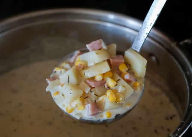 Potato, Ham, and Corn Soup - get the recipe at barefeetinthekitchen.com