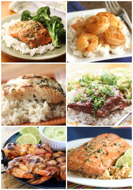 A bunch of different types of food, with Dinner and Seafood