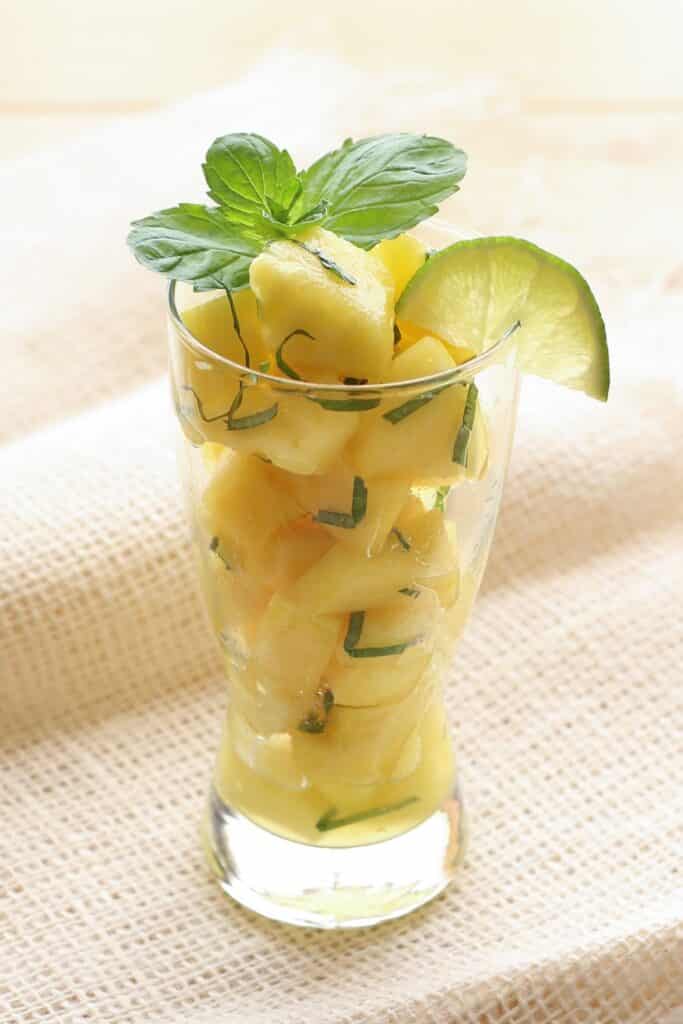 Pineapple Mojito Fruit Salad Recipe by Barefeet In The Kitchen