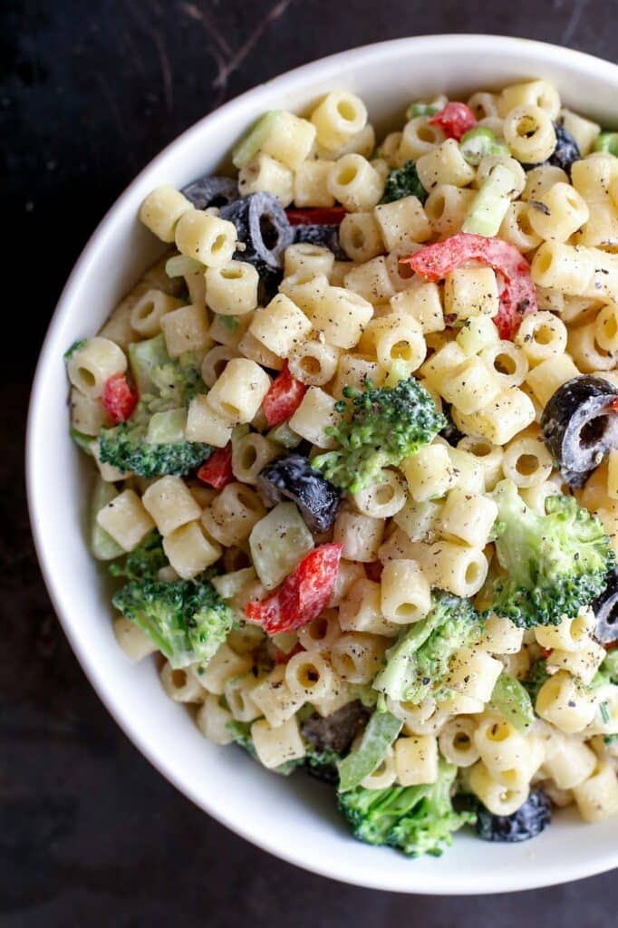 Creamy Cold Summer Pasta Salad recipe by Barefeet In The Kitchen