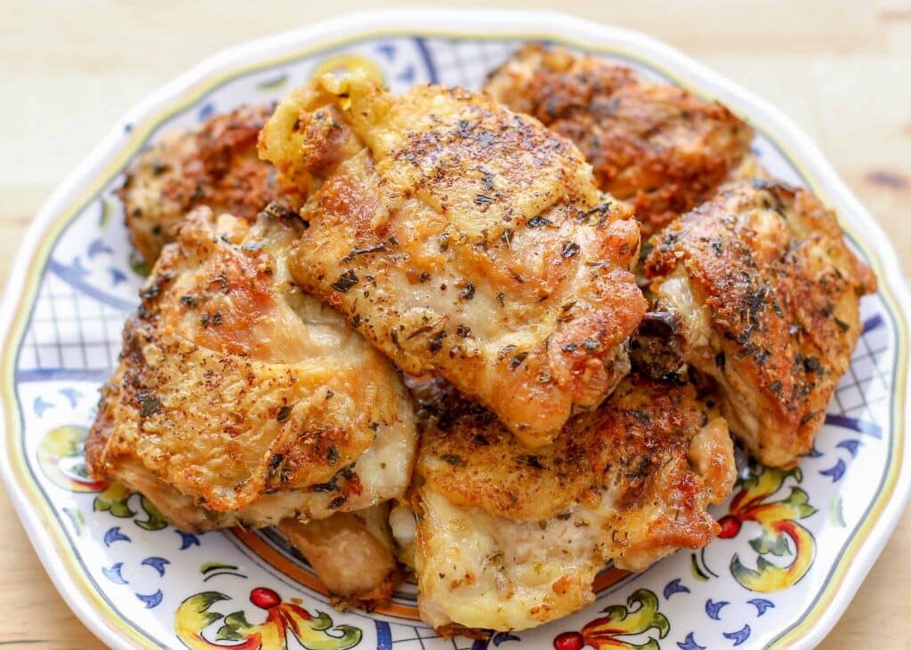 Italian seasoned chicken on a plate