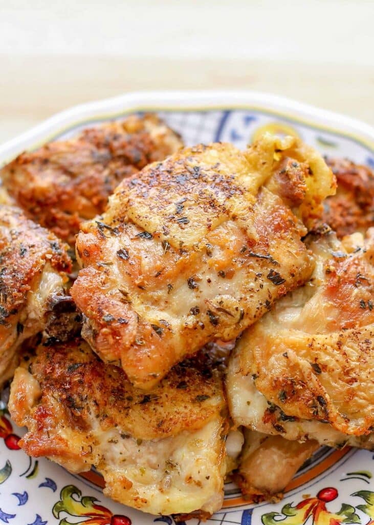Close up of chicken with Italian seasoning