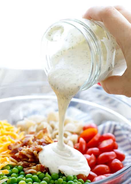 The BEST Homemade Ranch Salad Dressing - get the recipe at barefeetinthekitchen.com