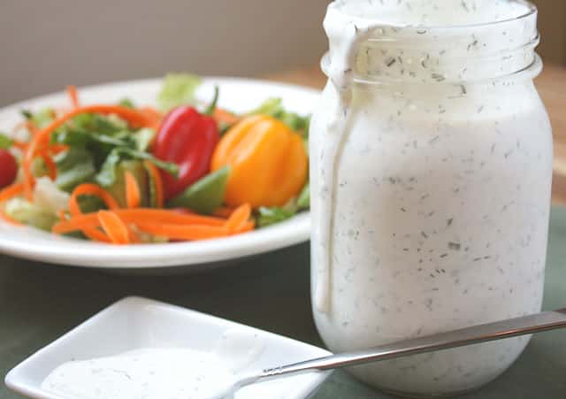 Homemade Ranch Salad Dressing - get the recipe at barefeetinthekitchen.com
