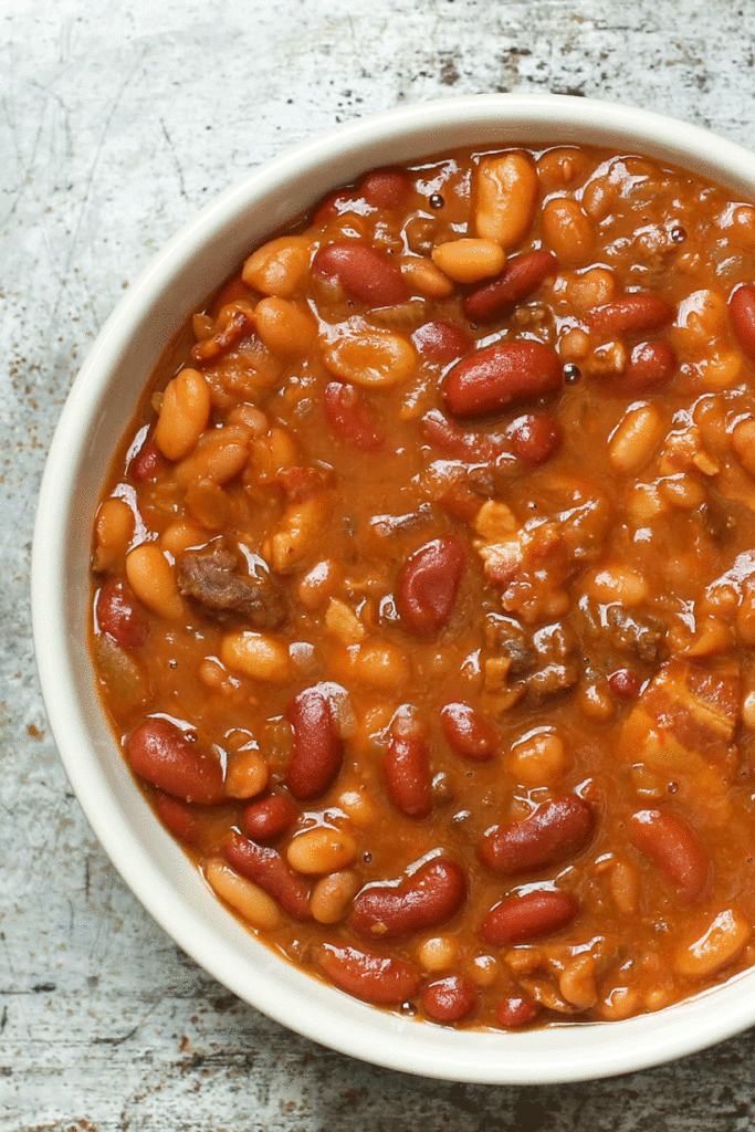 The Best Slow Cooker Baked Beans recipe by Barefeet In The Kitchen