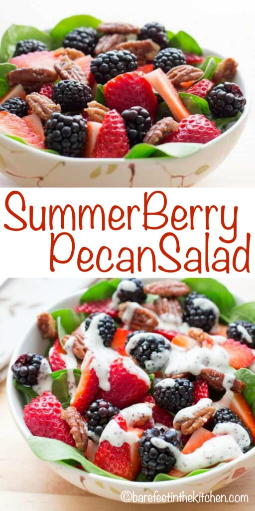Summer Berry Pecan Salad - get the recipe at barefeetinthekitchen.com