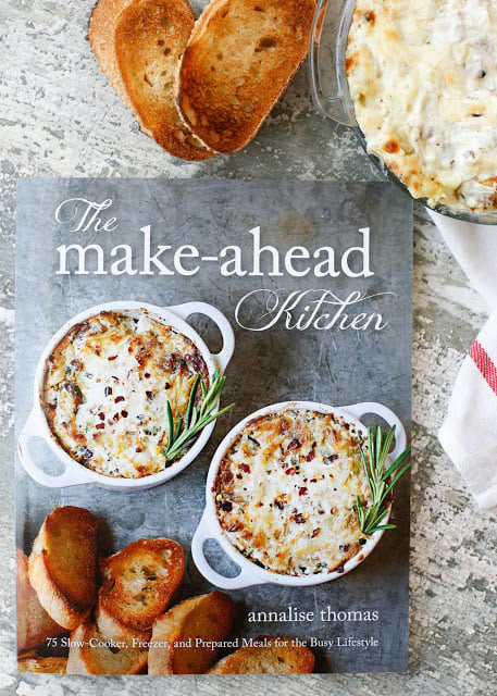 Rosemary Artichoke Dip and a sneak peek at The Make Ahead Kitchen Cookbook - Get the recipe at barefeetinthekitchen.com