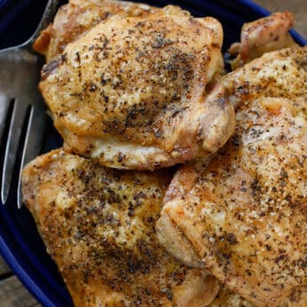 How To Bake Chicken Thighs - get the directions at barefeetinthekitchen.com