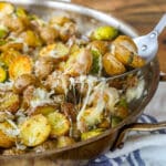 Potatoes + Brussels Sprouts + Sausage + Cheese adds up to one spectacular meal!