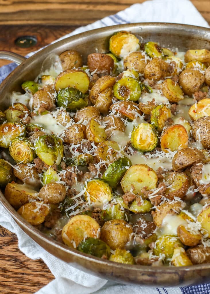 Roasted Potatoes with Brussels Sprouts and Sausage