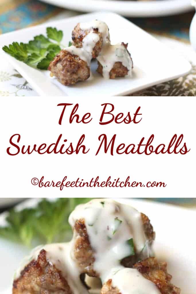These are the BEST Swedish Meatballs I have ever tasted! get the recipe now at barefeetinthekitchen.com