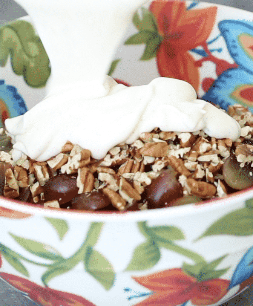 The BEST Grape Salad with pecans and vanilla bean sweet cream!