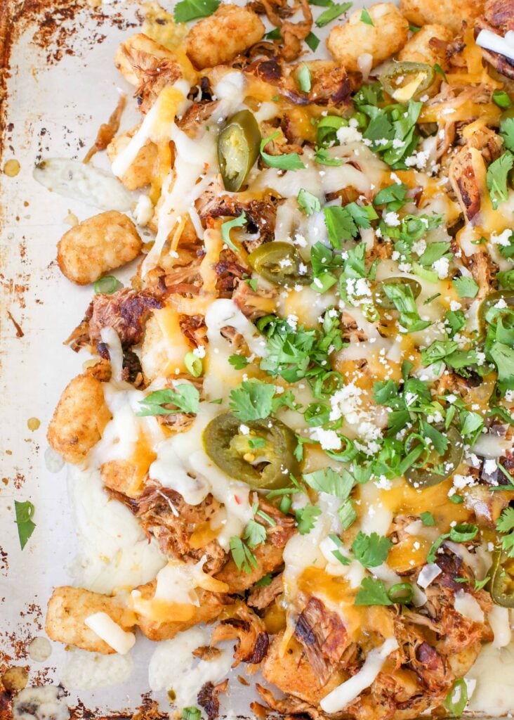 Tater Tot Nachos with Pulled Pork