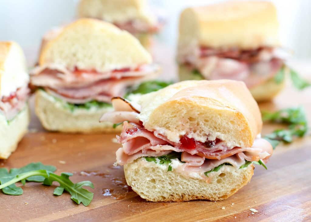 The best ham sandwich you will ever eat!Get the recipe at barefeetinthekitchen.com