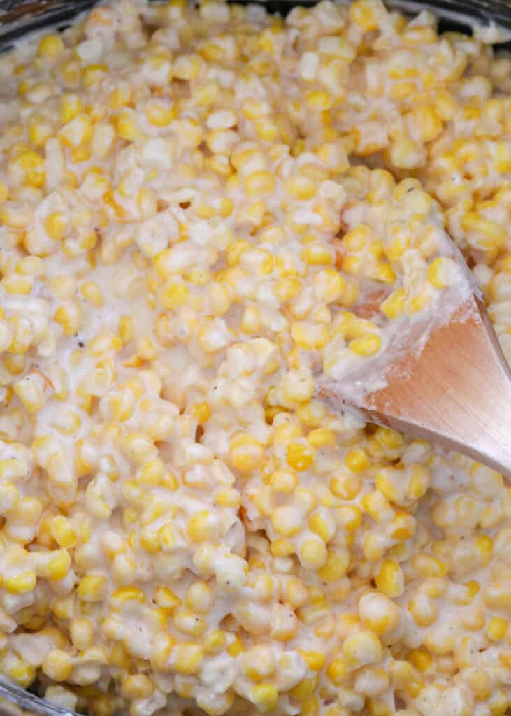 Slow Cooker Creamed Corn tastes even better than Rudy's BBQ creamed corn!