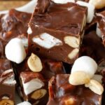 Who can resist a piece of Rocky Road Fudge?! get the recipe at barefeetinthekitchen.com
