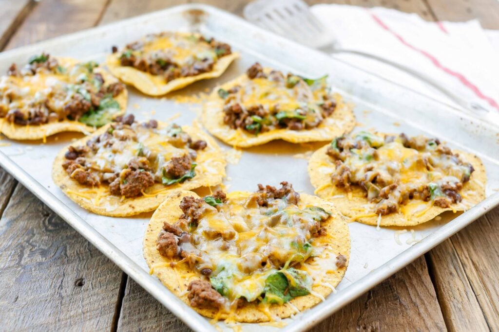 Beef Tostadas with Black Beans and Spinach