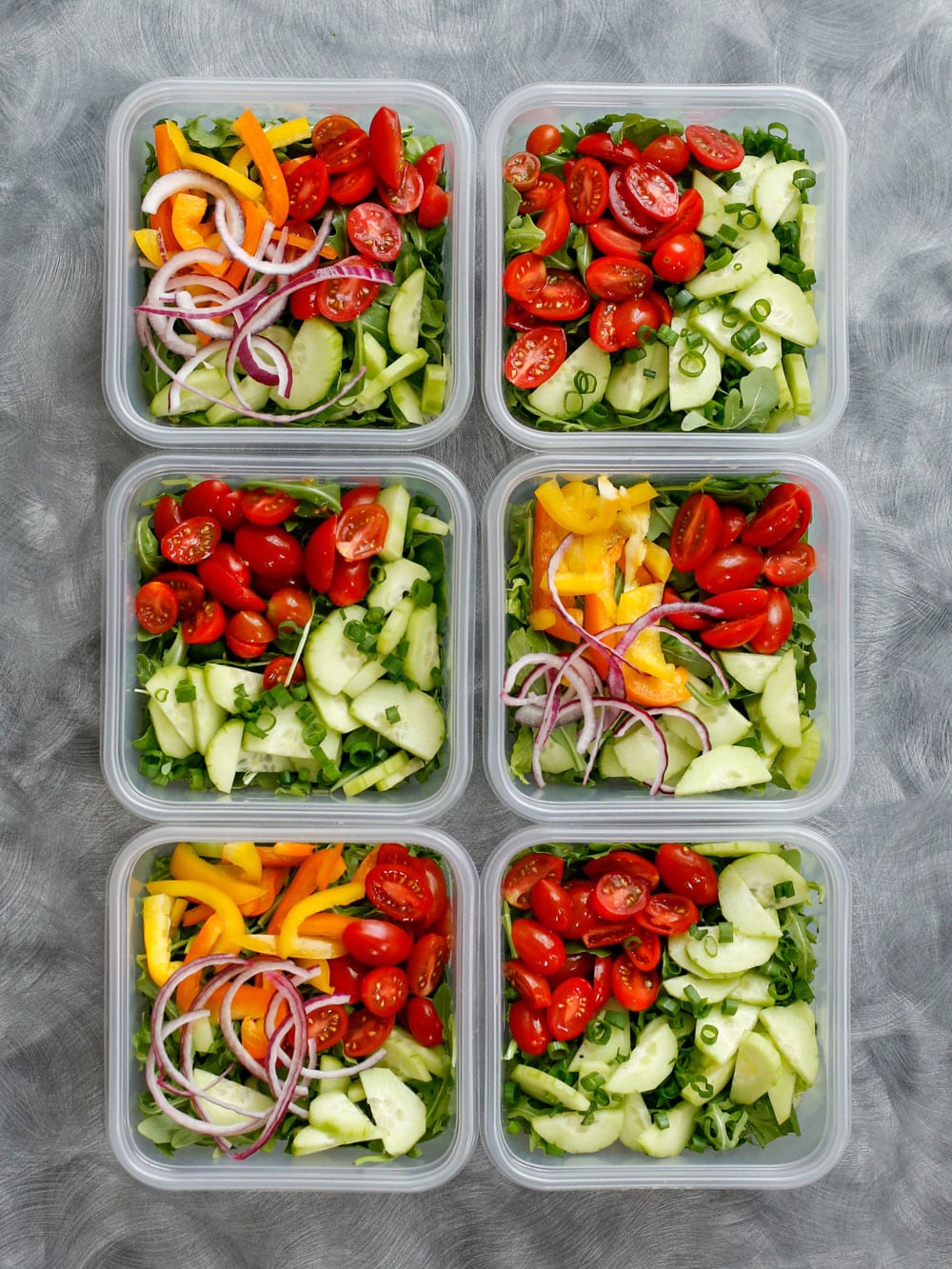 preparazione di insalate per l'intera settimana
