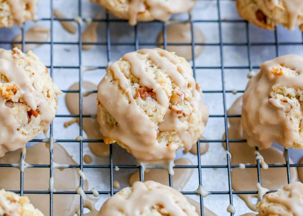 maple glazed cookies on cooling rack - 5