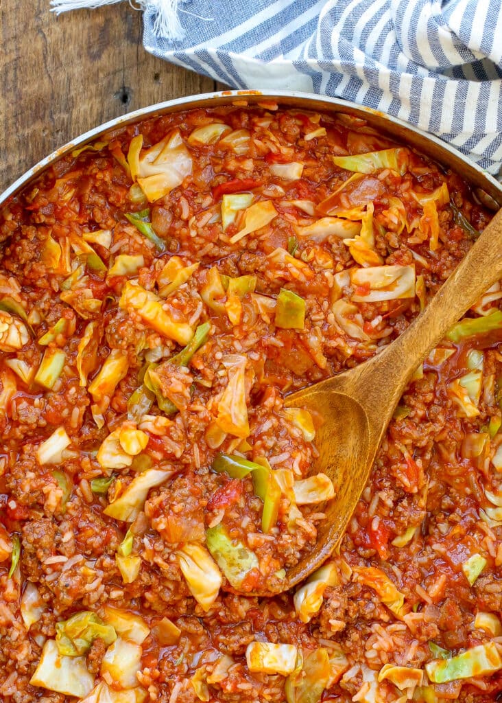 All the best cabbage roll flavors in an easy one skillet meal!