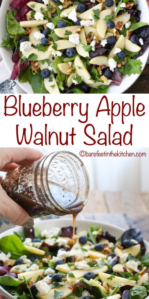 Blueberry Apple Walnut Salad with Honey Balsamic Vinaigrette - get the recipe at barefeetinthekitchen.com