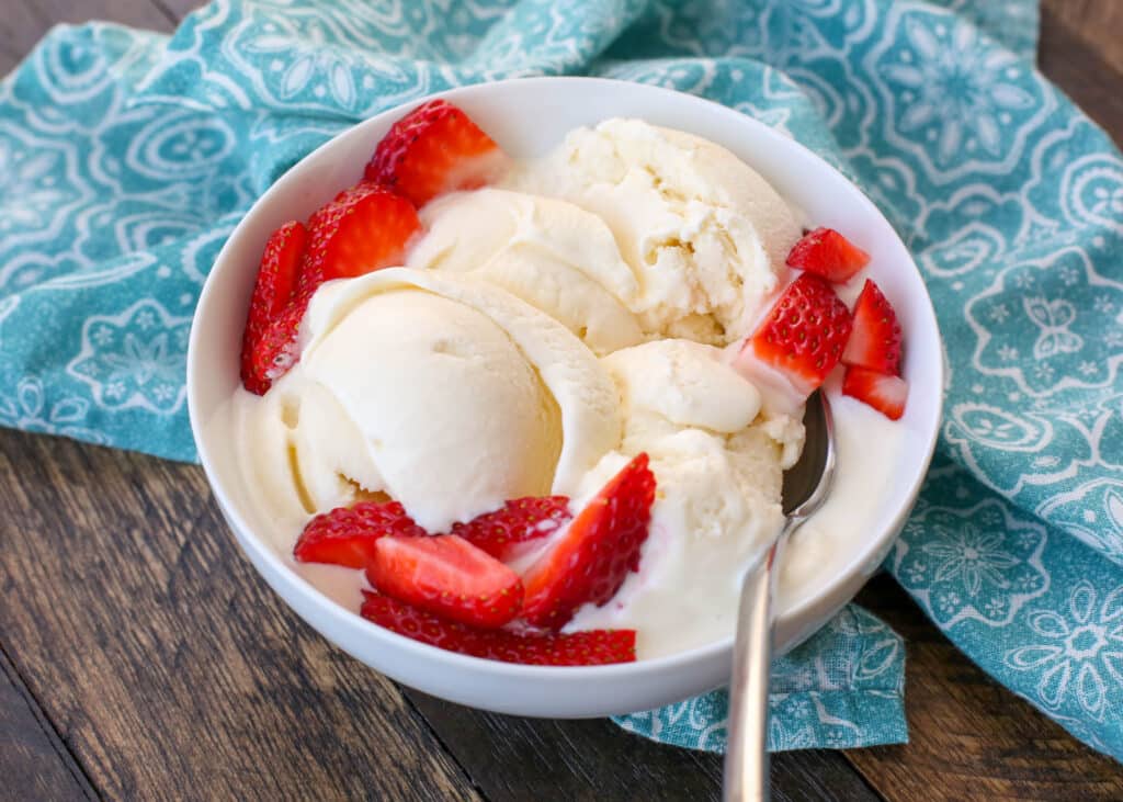 The BEST and easiest vanilla ice cream you will ever make! get the recipe at barefeetinthekitchen.com