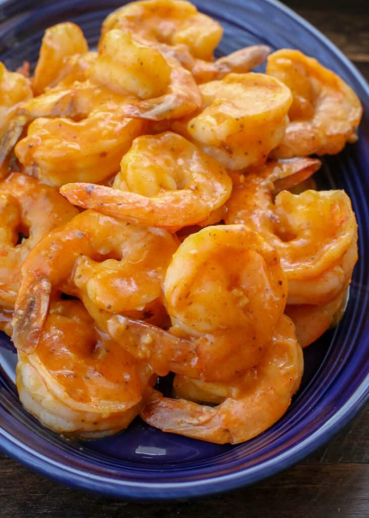 Spicy Orange Garlic Shrimp - get the recipe at barefeetinthekitchen.com