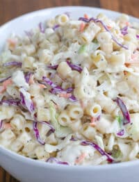 Creamy, tangy, crunchy and irresistible, you're going to love this coleslaw pasta salad!