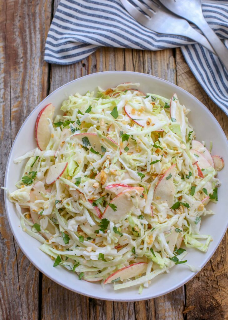 Sweet and Spicy Apple Coleslaw is a favorite 