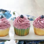 Fresh Blueberry Frosting is a dream come true for any berry lover! get the recipe at barefeetinthekitchen.com