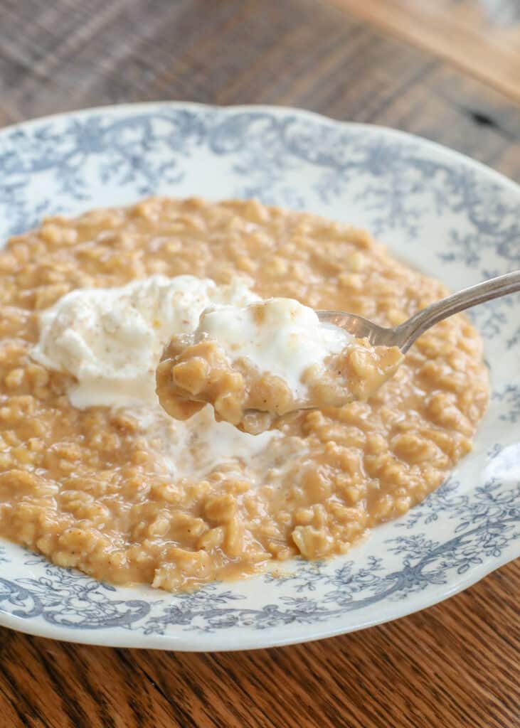 Top your bowl of pumpkin pie oatmeal with whipped cream and transform your breakfast into something absolutely craveable.