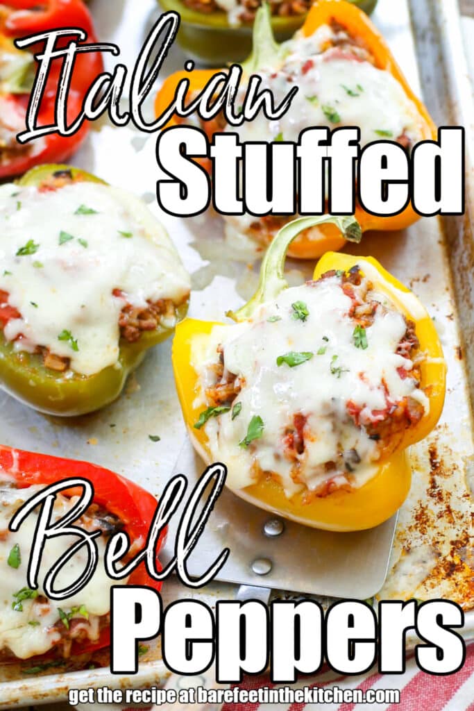 stuffed peppers covered in cheese on baking tray