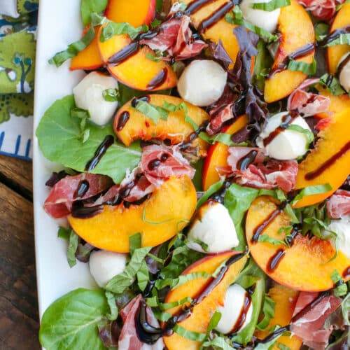 Peach Caprese Salad - Barefeet in the Kitchen