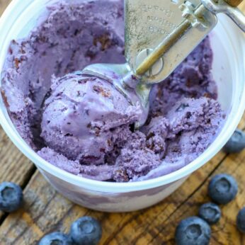 Best Ever Blueberry Ice Cream with Chocolate Chunks - get the recipe at barefeetinthekitchen.com