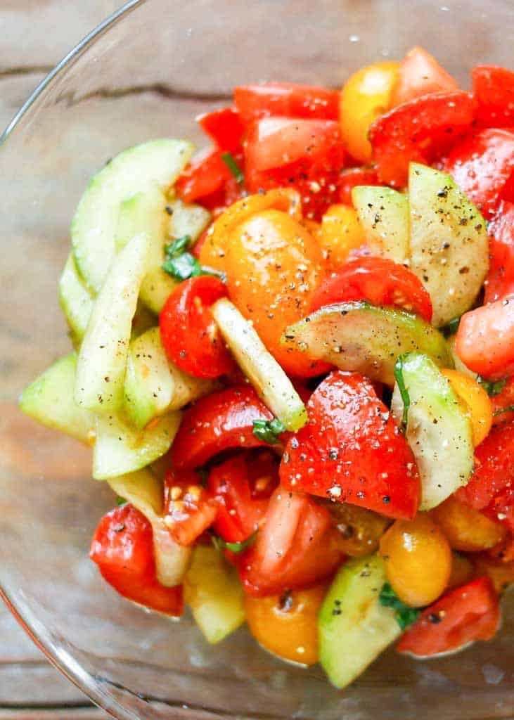 Fresh tomatoes and cucumbers add up to a terrific salad!