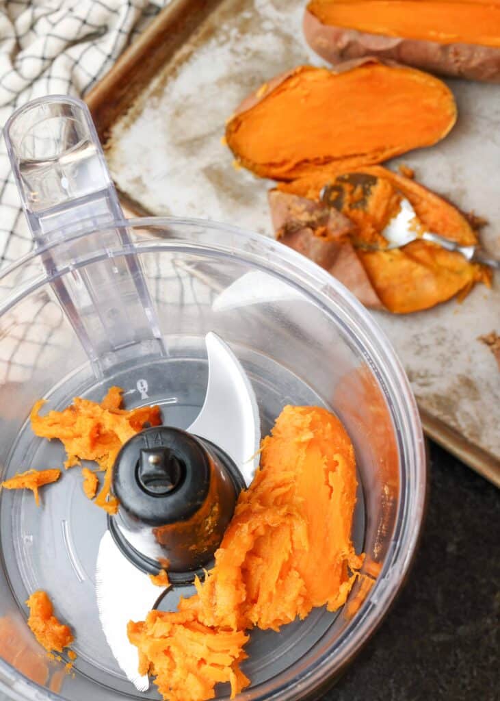roasted sweet potatoes in food processor