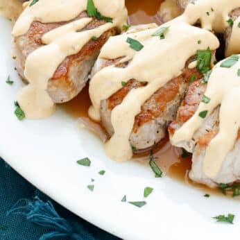 In just under 20 minutes, you can have these Pan Fried Pork Medallions in a Creamy Wine Sauce on the table! get the recipe at barefeetinthekitchen.com