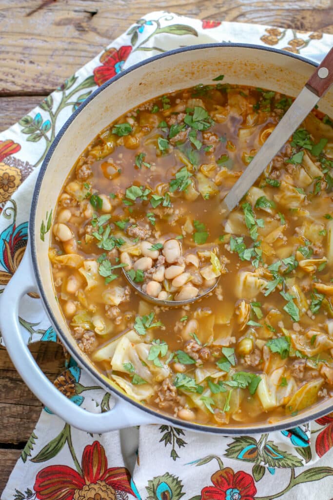 Mexican Cabbage Soup is a fall favorite - get the recipe at barefeetinthekitchen.com