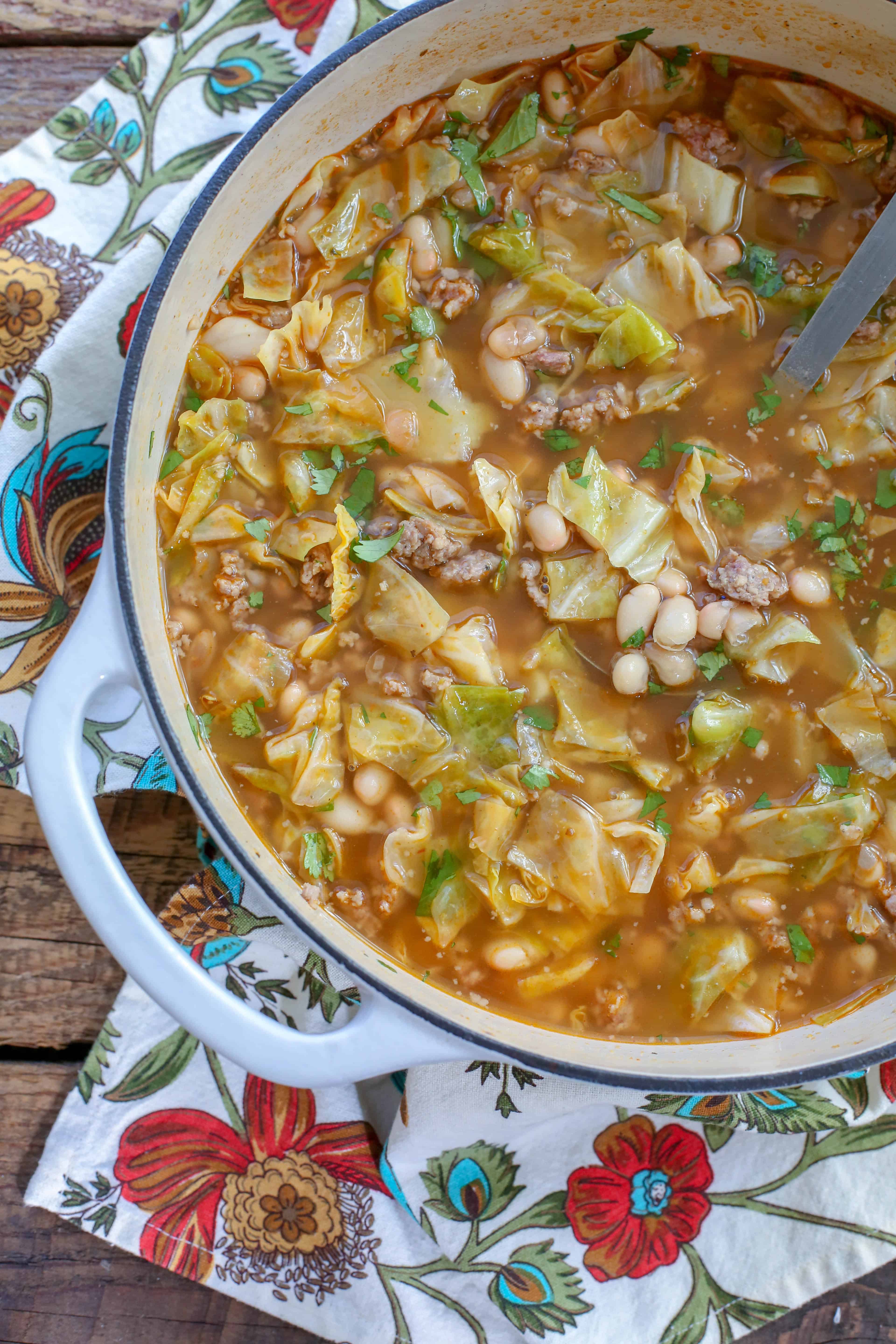 Mexican White Bean and Cabbage Soup