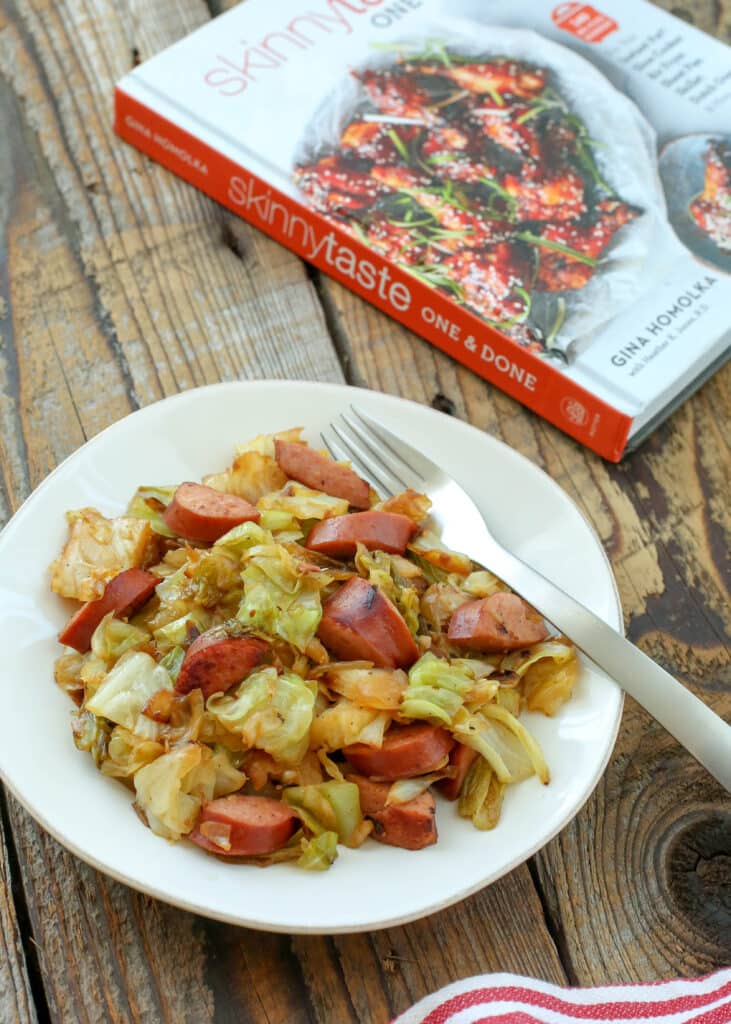Cabbage and Sausage Skillet Dinner - get the recipe at barefeetinthekitchen.com