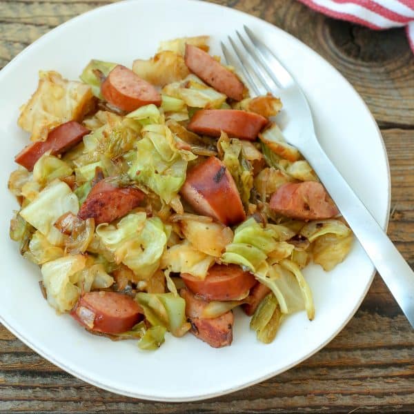 Cabbage and Sausage Skillet - Barefeet in the Kitchen